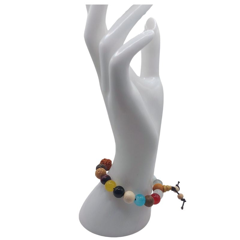 Bracelet Mala en Perles de Bois à 18 Graines - Litho Natura