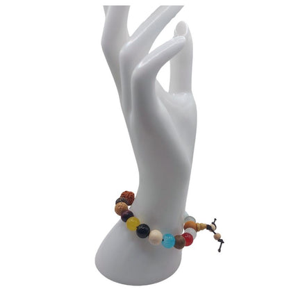 Bracelet Mala en Perles de Bois à 18 Graines - Litho Natura