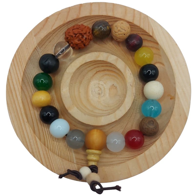 Bracelet Mala en Perles de Bois à 18 Graines - Litho Natura
