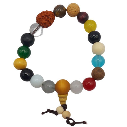 Bracelet Mala en Perles de Bois à 18 Graines - Litho Natura