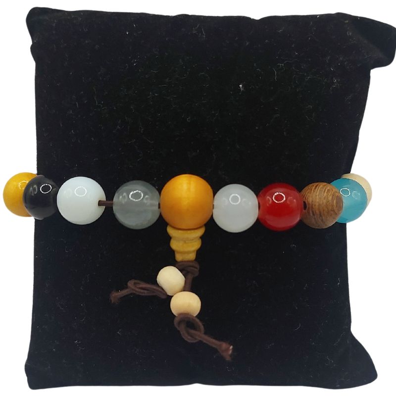 Bracelet Mala en Perles de Bois à 18 Graines - Litho Natura