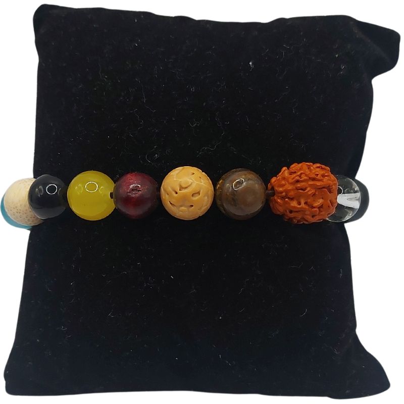 Bracelet Mala en Perles de Bois à 18 Graines - Litho Natura