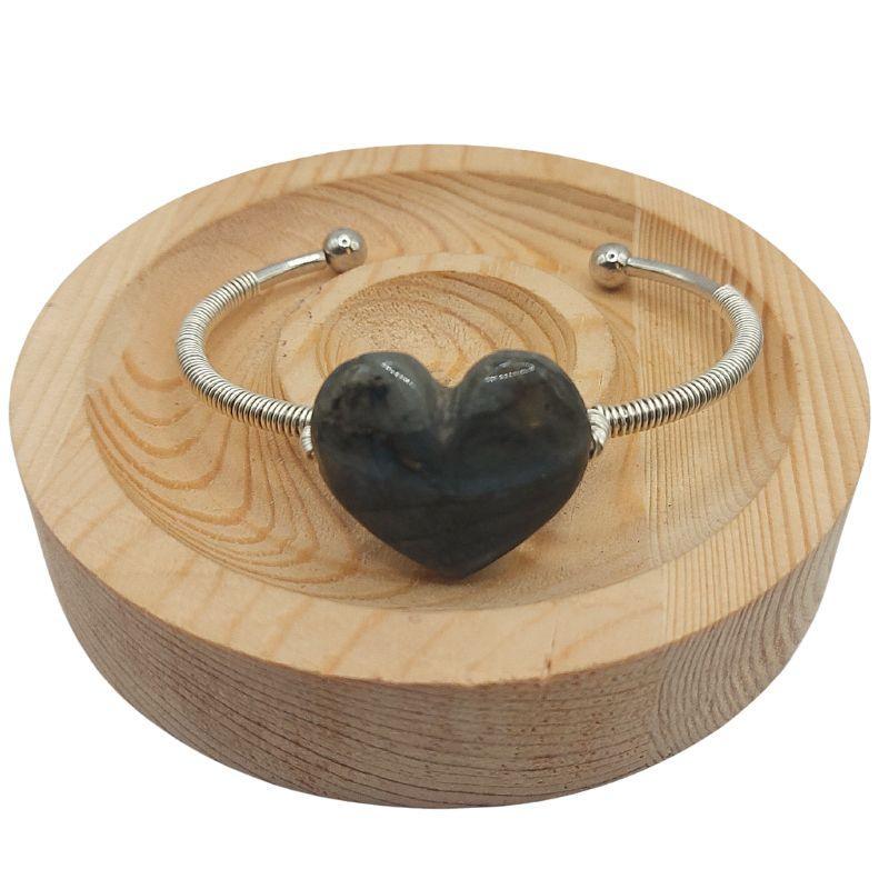 Bracelet Réglable en Labradorite en coeur - Litho Natura