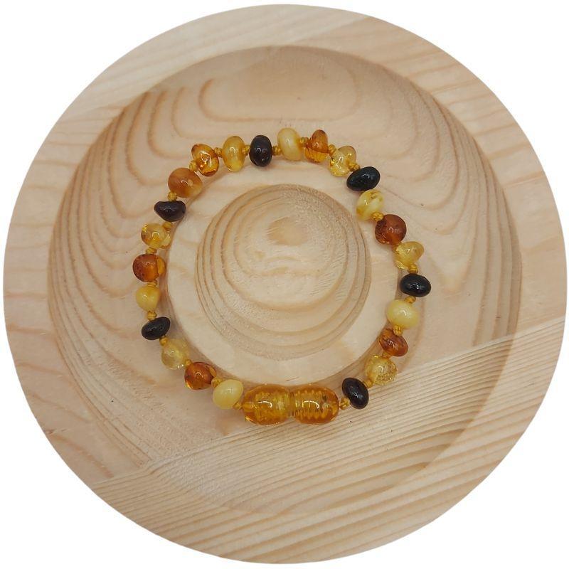 Bracelet Bébé Ambre Multicolore - Qualité AA - Litho Natura