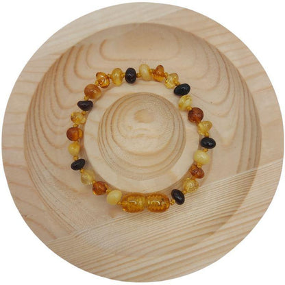 Bracelet Bébé Ambre Multicolore - Qualité AA - Litho Natura