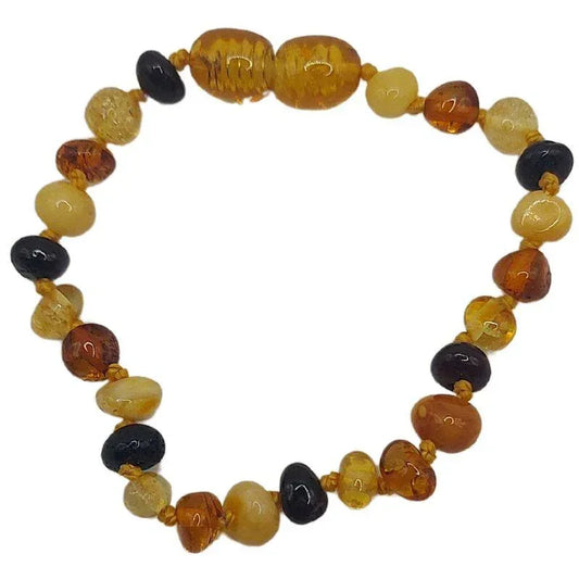 Ensemble Collier et Bracelet Bébé en Ambre Multicolore - Qualité AA - Litho Natura