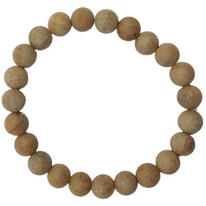 Bracelet Extensible en Bois de Santal Teinté - Padouk Africain Naturel - Litho Natura