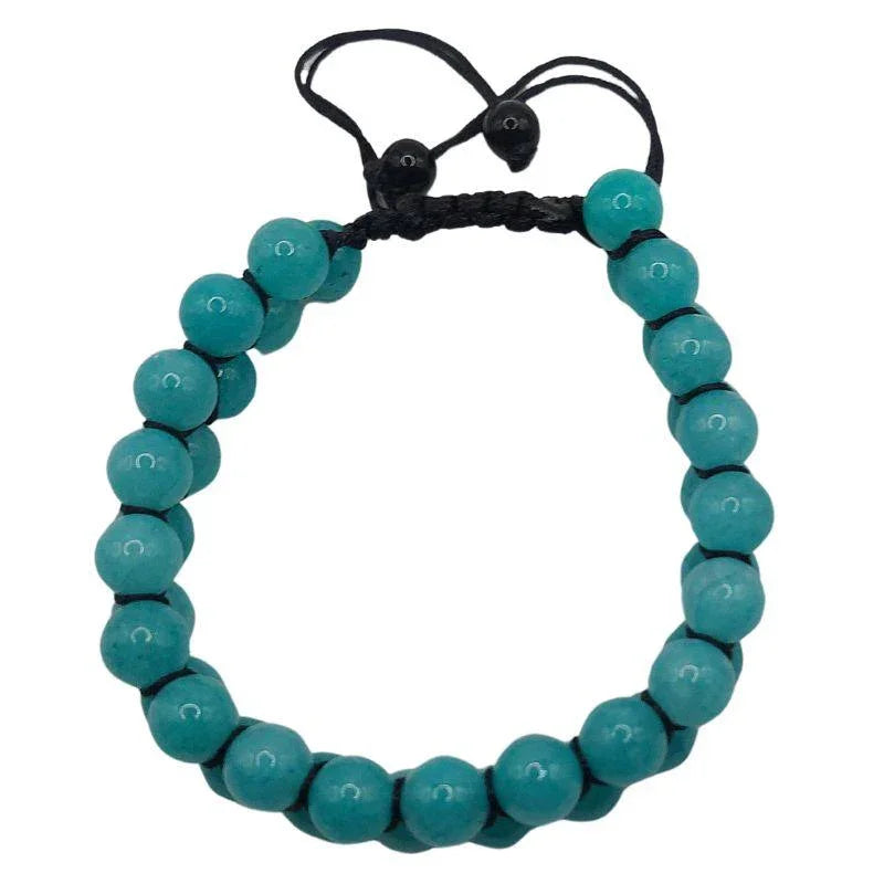 Shamballa Jade Bleu - Bracelet Double Rang Ajustable - Litho Natura