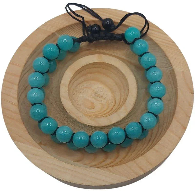 Shamballa Jade Bleu - Bracelet Double Rang Ajustable - Litho Natura