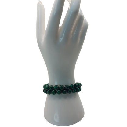 Shamballa Malachite - Bracelet Double Rang Ajustable - Litho Natura