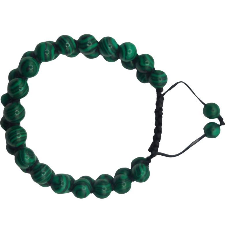 Shamballa Malachite - Bracelet Double Rang Ajustable - Litho Natura