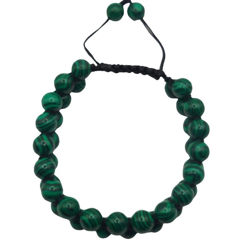 Shamballa Malachite - Bracelet Double Rang Ajustable - Litho Natura
