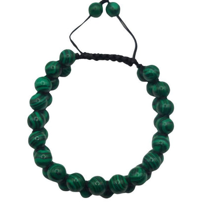 Shamballa Malachite - Bracelet Double Rang Ajustable - Litho Natura