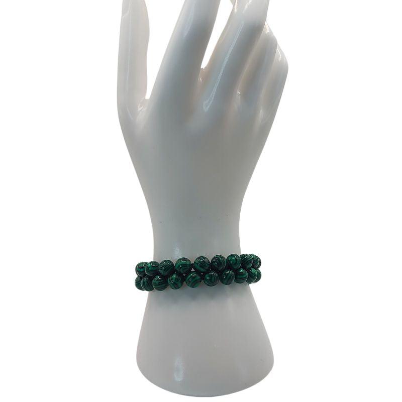 Shamballa Malachite - Bracelet Double Rang Ajustable - Litho Natura