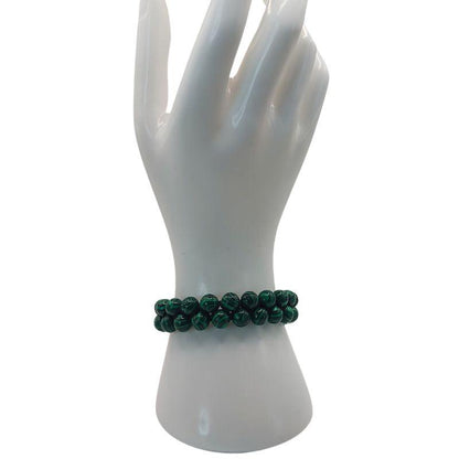 Shamballa Malachite - Bracelet Double Rang Ajustable - Litho Natura