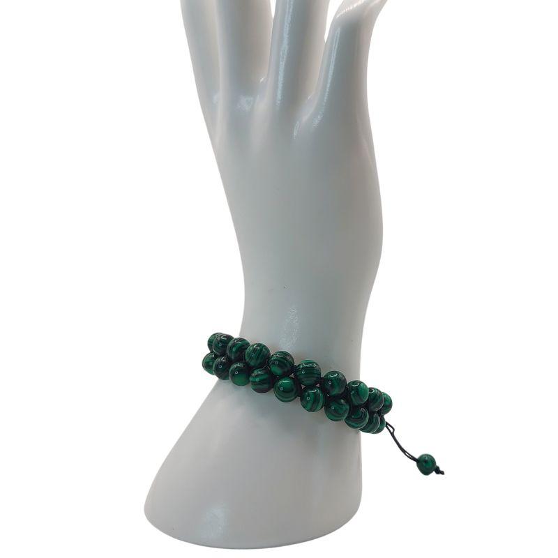 Shamballa Malachite - Bracelet Double Rang Ajustable - Litho Natura