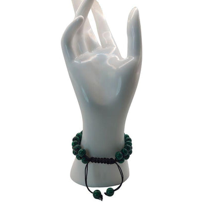 Shamballa Malachite - Bracelet Double Rang Ajustable - Litho Natura