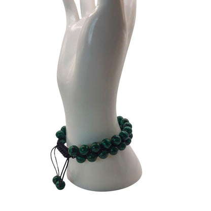Shamballa Malachite - Bracelet Double Rang Ajustable - Litho Natura