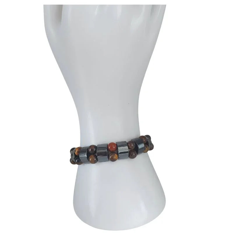 Bracelet Unisexe en Œil de Tigre et Hématite - Protection Énergétique - Litho Natura
