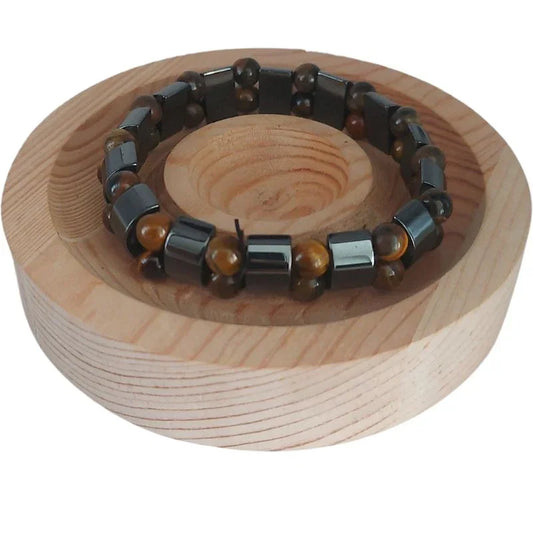 Bracelet Unisexe en Œil de Tigre et Hématite - Protection Énergétique - Litho Natura