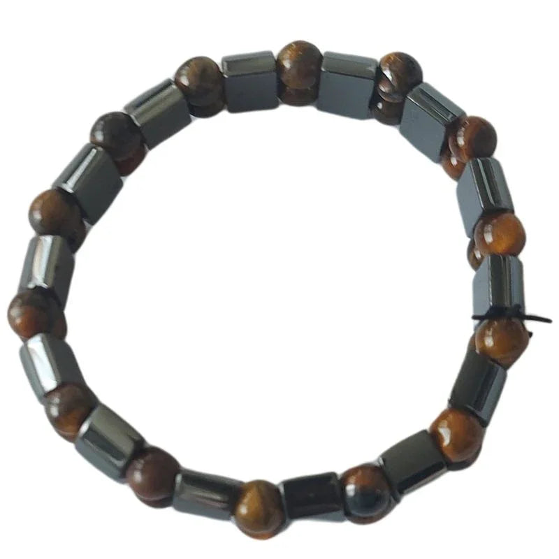 Bracelet Unisexe en Œil de Tigre et Hématite - Protection Énergétique - Litho Natura