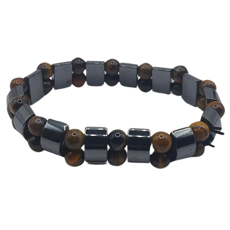 Bracelet Unisexe en Œil de Tigre et Hématite - Protection Énergétique - Litho Natura