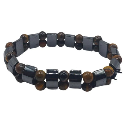 Bracelet Unisexe en Œil de Tigre et Hématite - Protection Énergétique - Litho Natura