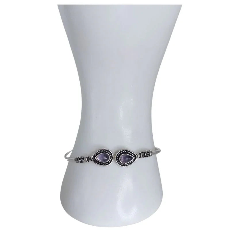 Bracelet en Améthyste - Élégance Intemporelle en Laiton Ajustable