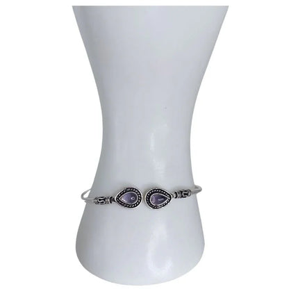 Bracelet en Améthyste - Élégance Intemporelle en Laiton Ajustable