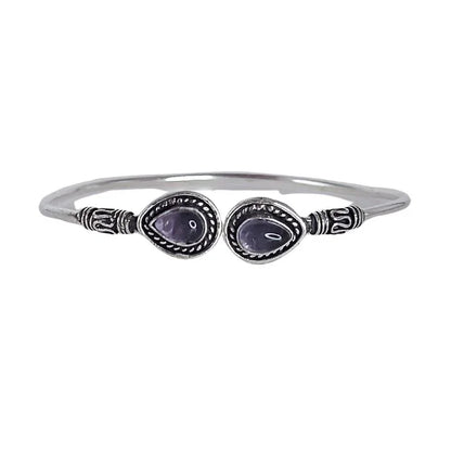 Bracelet en Améthyste - Élégance Intemporelle en Laiton Ajustable