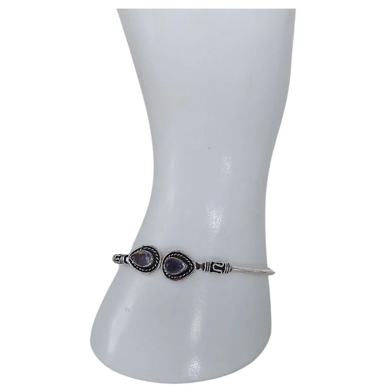 Bracelet en Améthyste - Élégance Intemporelle en Laiton Ajustable