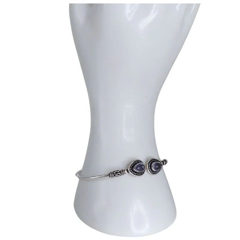 Bracelet en Améthyste - Élégance Intemporelle en Laiton Ajustable