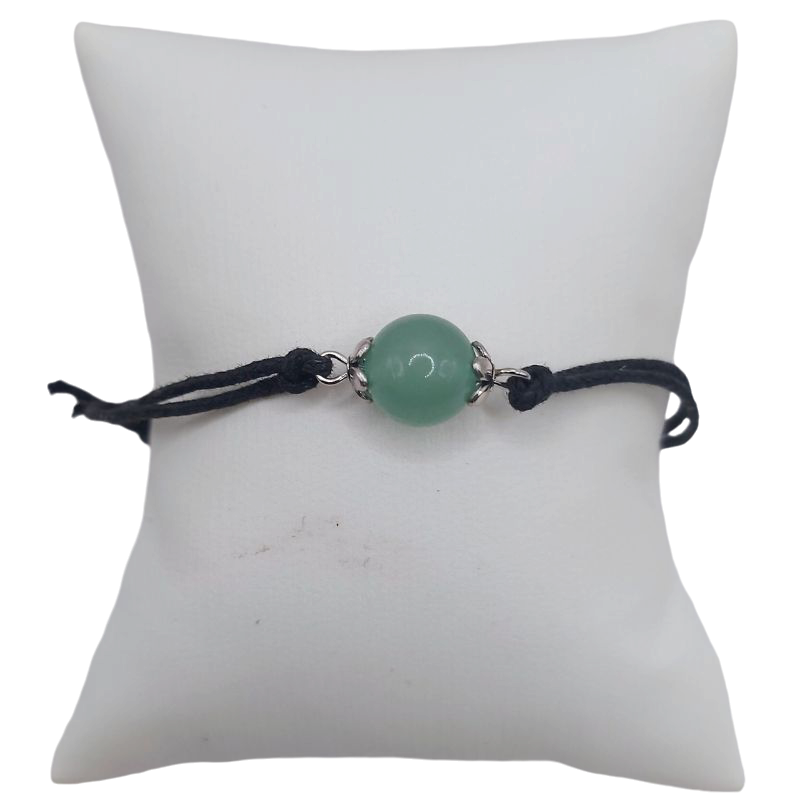 Bracelet en Corde Ajustable avec Pierre Ronde - Aventurine Verte - Litho Natura