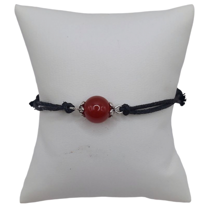 Bracelet en Corde Ajustable avec Pierre Ronde - Cornaline - Litho Natura