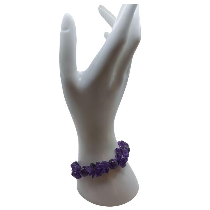 Bracelet en Pierres Irrégulières d'Améthyste - Style Tibétain - Litho Natura