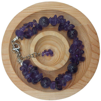 Bracelet en Pierres Irrégulières d'Améthyste - Style Tibétain - Litho Natura