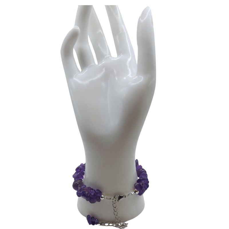 Bracelet en Pierres Irrégulières d'Améthyste - Style Tibétain - Litho Natura