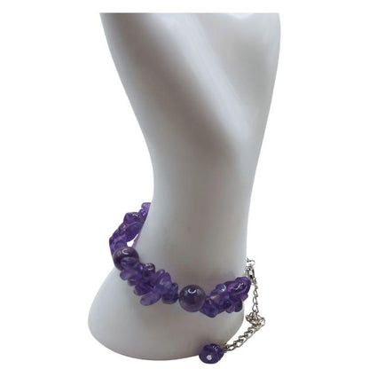 Bracelet en Pierres Irrégulières d'Améthyste - Style Tibétain - Litho Natura