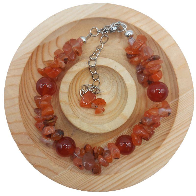 Bracelet en Pierres Irrégulières de Cornaline - Style Tibétain - Litho Natura