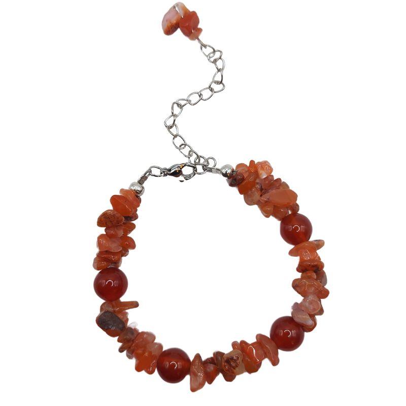 Bracelet en Pierres Irrégulières de Cornaline - Style Tibétain - Litho Natura