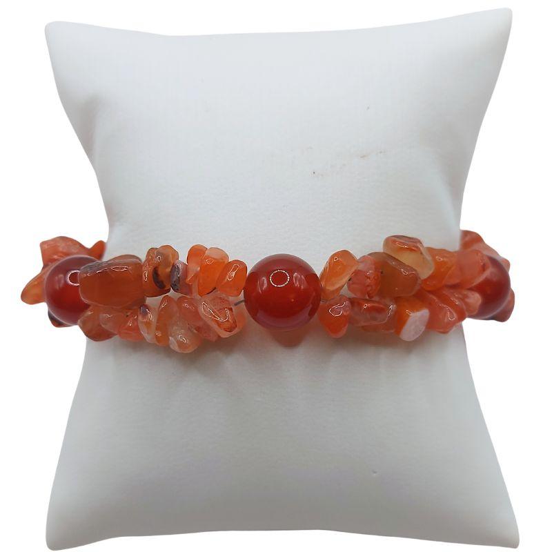 Bracelet en Pierres Irrégulières de Cornaline - Style Tibétain - Litho Natura