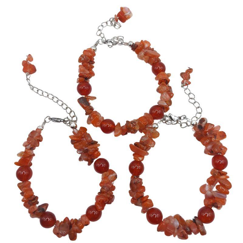 Bracelet en Pierres Irrégulières de Cornaline - Style Tibétain - Litho Natura