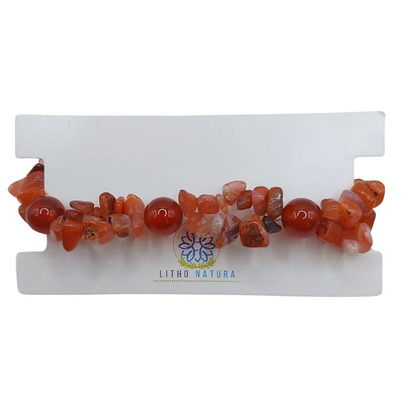 Bracelet en Pierres Irrégulières de Cornaline - Style Tibétain - Litho Natura