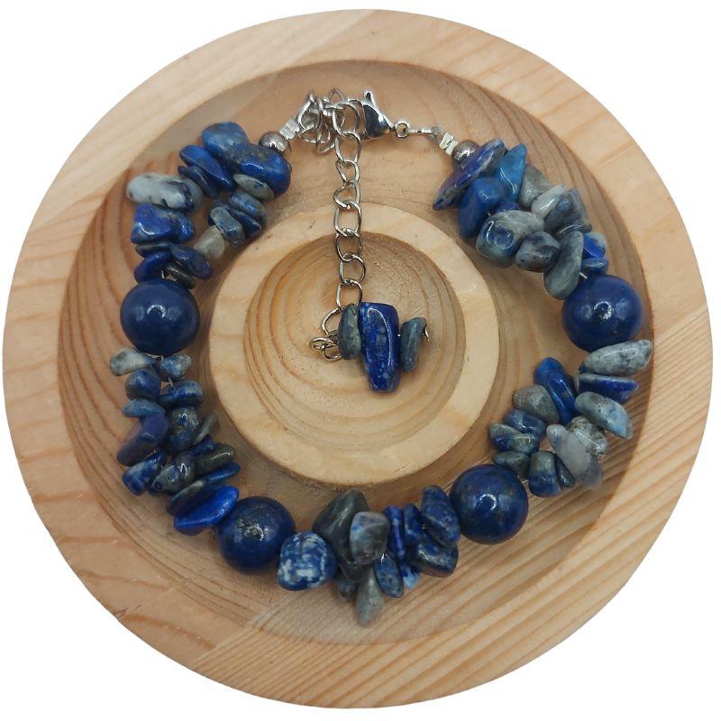 Bracelet en Pierres Irrégulières de Lapis Lazuli - Style Tibétain - Litho Natura