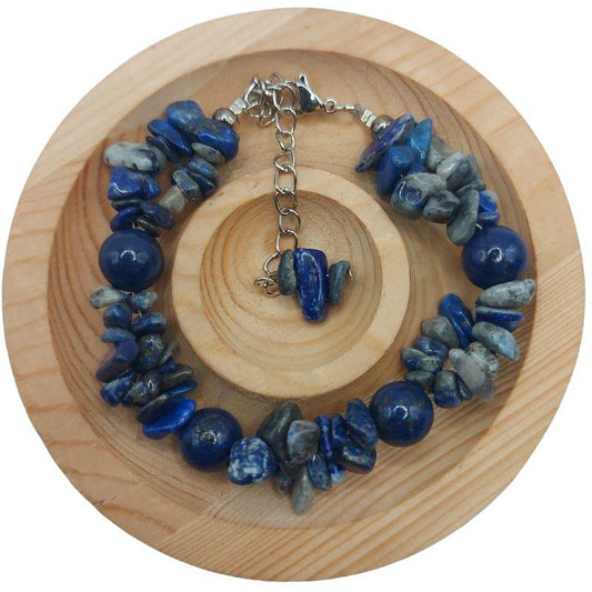 Bracelet en Pierres Irrégulières de Lapis Lazuli - Style Tibétain - Litho Natura