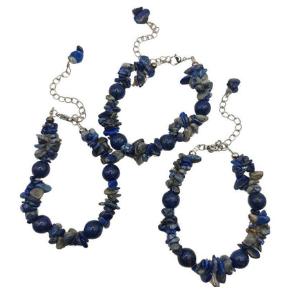 Bracelet en Pierres Irrégulières de Lapis Lazuli - Style Tibétain - Litho Natura