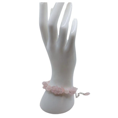 Bracelet en Pierres Irrégulières de Quartz Rose - Style Tibétain - Litho Natura