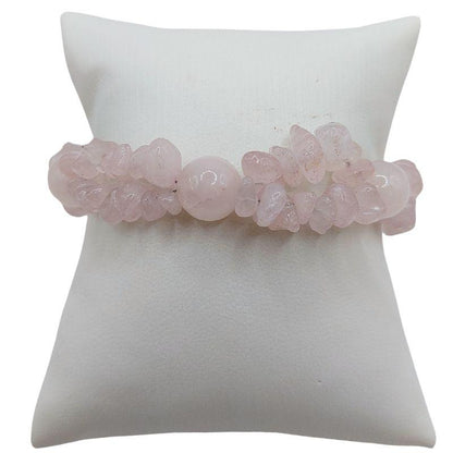 Bracelet en Pierres Irrégulières de Quartz Rose - Style Tibétain - Litho Natura