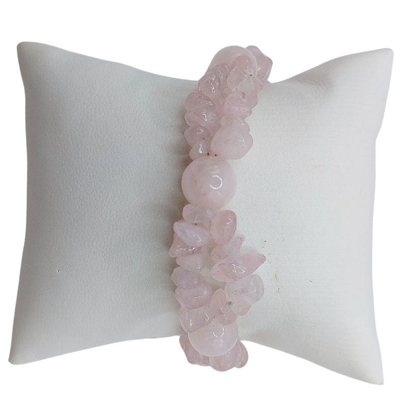Bracelet en Pierres Irrégulières de Quartz Rose - Style Tibétain - Litho Natura