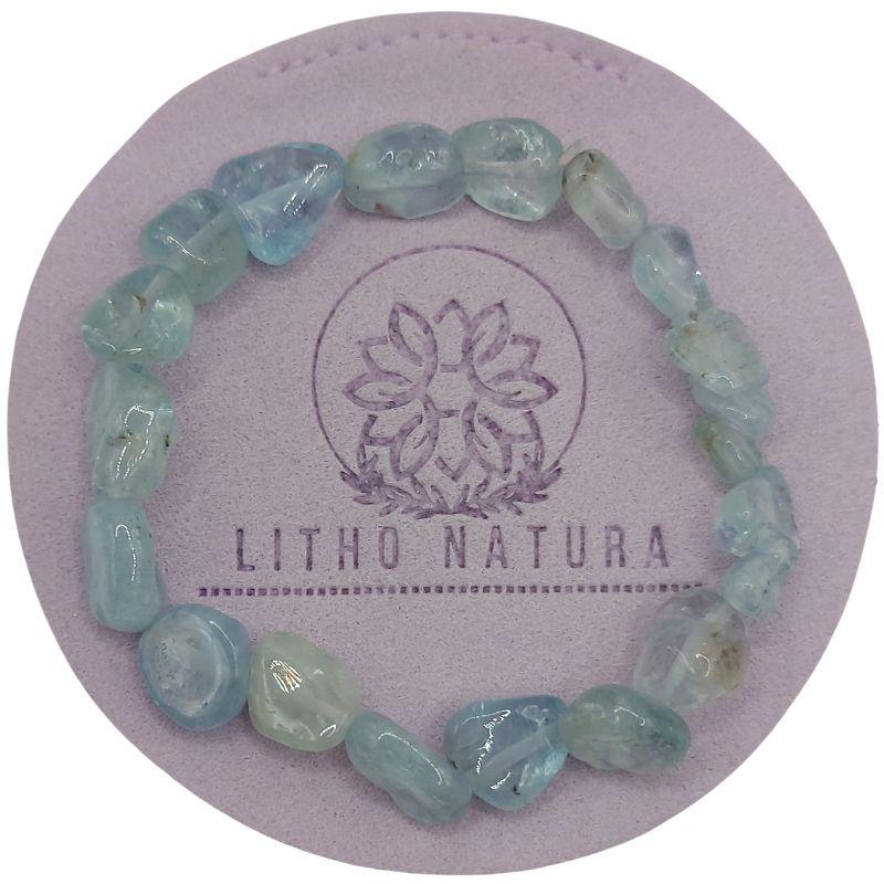 Bracelet en Aigue-Marine Naturelle en pierres taillées pour Enfants - Litho Natura
